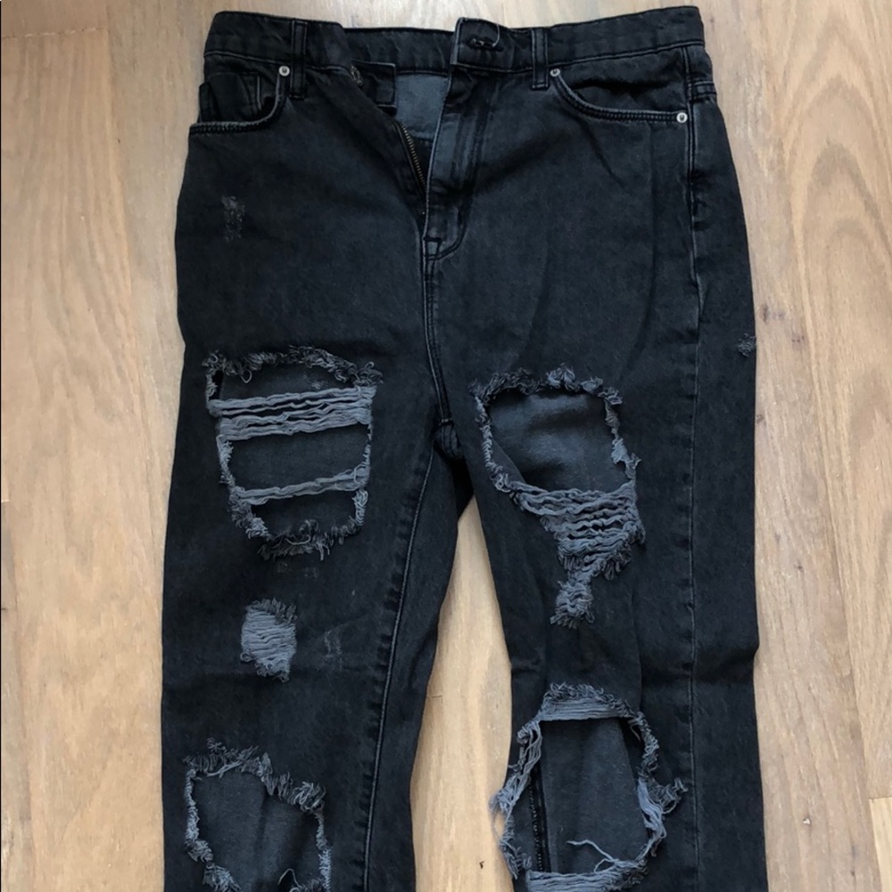 Distressed mom jeans